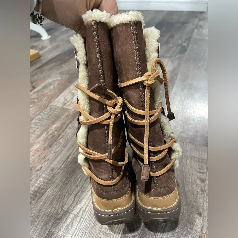 UGG Brown Shearling-Lined Winter‎ Boots